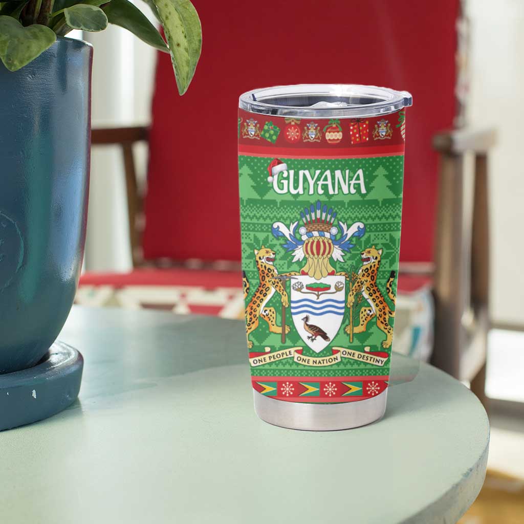 Guyana Christmas Tumbler Cup Santa With Macaw Parrot Merry Xmas - Wonder Print Shop