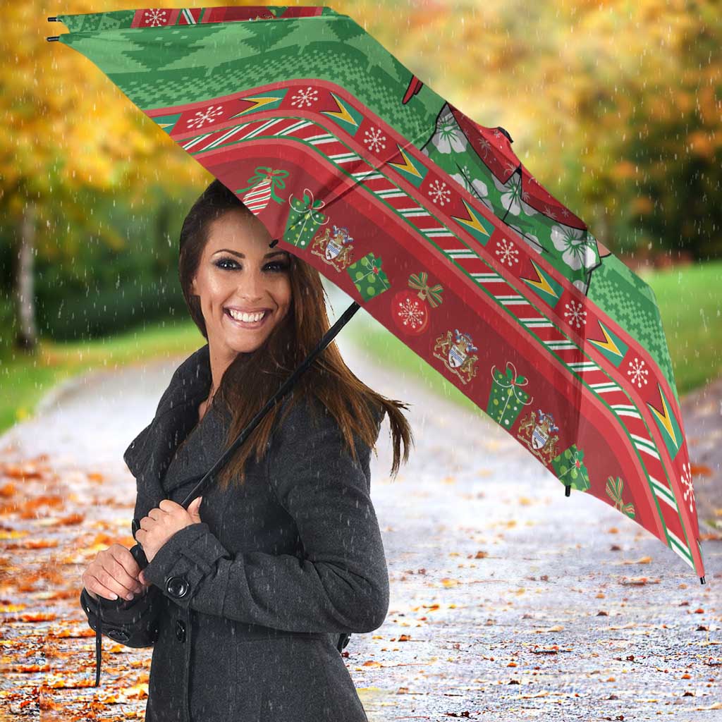 Guyana Christmas Umbrella Santa With Macaw Parrot Merry Xmas - Wonder Print Shop