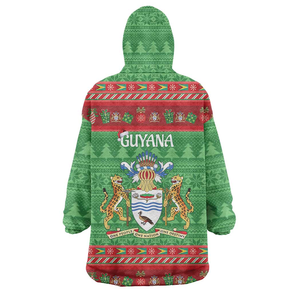 Guyana Christmas Wearable Blanket Hoodie Santa With Macaw Parrot Merry Xmas - Wonder Print Shop