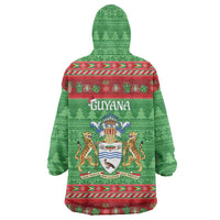 Guyana Christmas Wearable Blanket Hoodie Santa With Macaw Parrot Merry Xmas - Wonder Print Shop