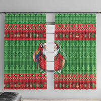 Guyana Christmas Window Curtain Santa With Macaw Parrot Merry Xmas - Wonder Print Shop