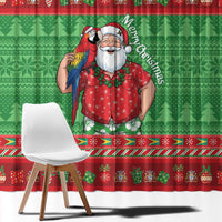 Guyana Christmas Window Curtain Santa With Macaw Parrot Merry Xmas - Wonder Print Shop