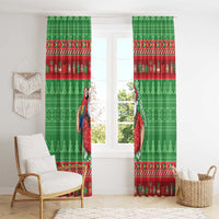 Guyana Christmas Window Curtain Santa With Macaw Parrot Merry Xmas - Wonder Print Shop
