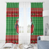 Guyana Christmas Window Curtain Santa With Macaw Parrot Merry Xmas - Wonder Print Shop
