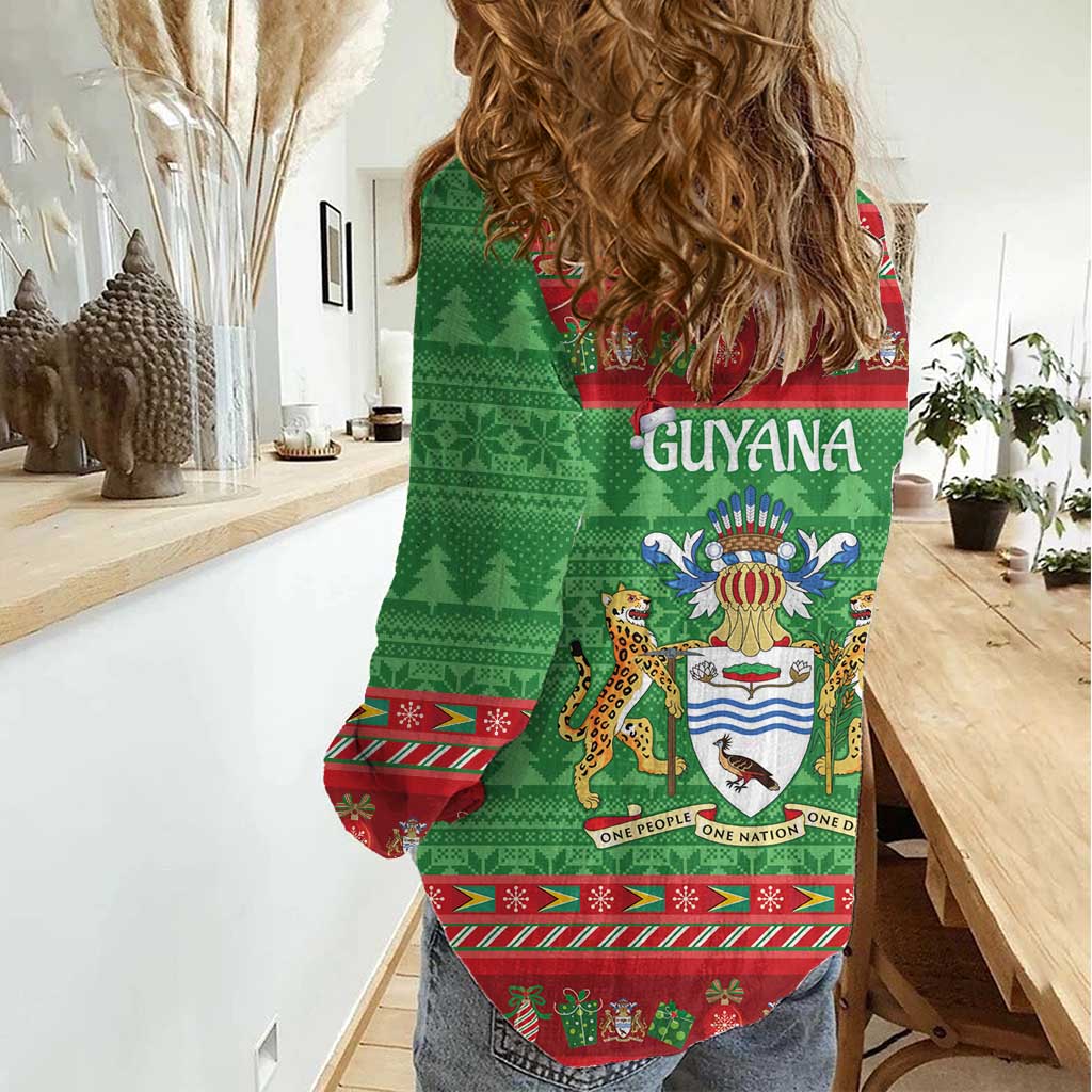 Guyana Christmas Women Casual Shirt Santa With Macaw Parrot Merry Xmas - Wonder Print Shop
