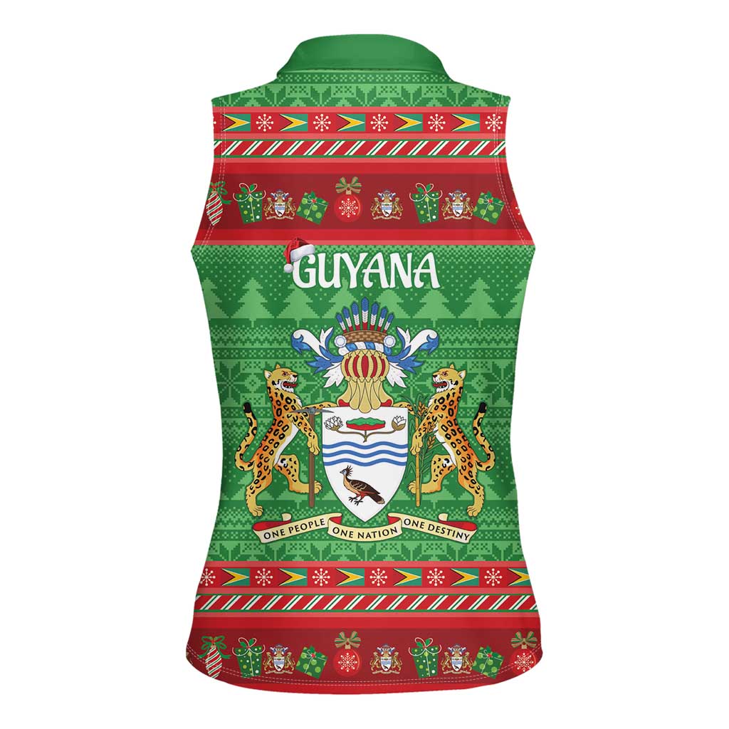 Guyana Christmas Women Sleeveless Polo Shirt Santa With Macaw Parrot Merry Xmas - Wonder Print Shop