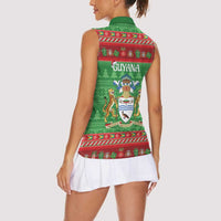Guyana Christmas Women Sleeveless Polo Shirt Santa With Macaw Parrot Merry Xmas - Wonder Print Shop