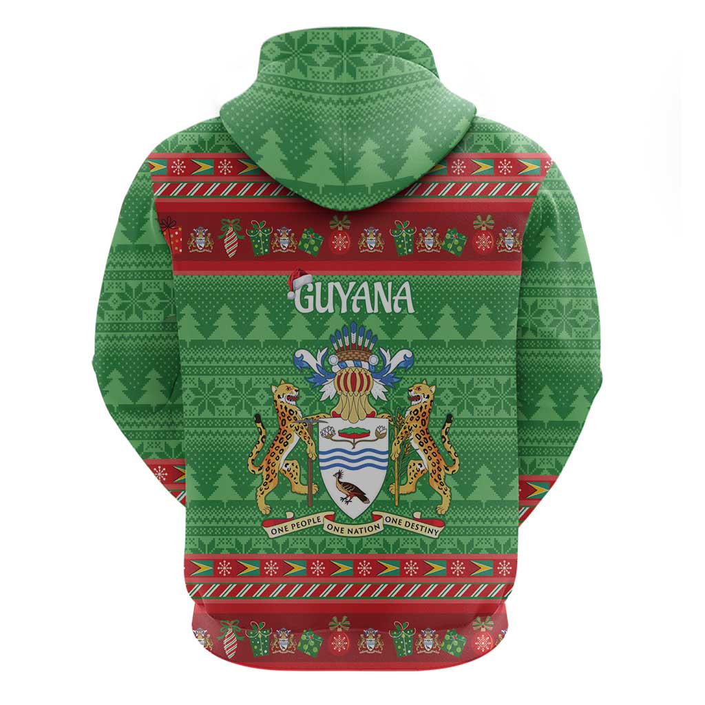 Guyana Christmas Zip Hoodie Santa With Macaw Parrot Merry Xmas - Wonder Print Shop