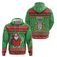 Guyana Christmas Zip Hoodie Santa With Macaw Parrot Merry Xmas - Wonder Print Shop