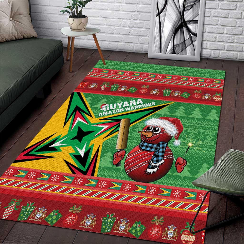 Guyana Cricket Christmas Area Rug Amazon Warriors Merry Xmas - Wonder Print Shop