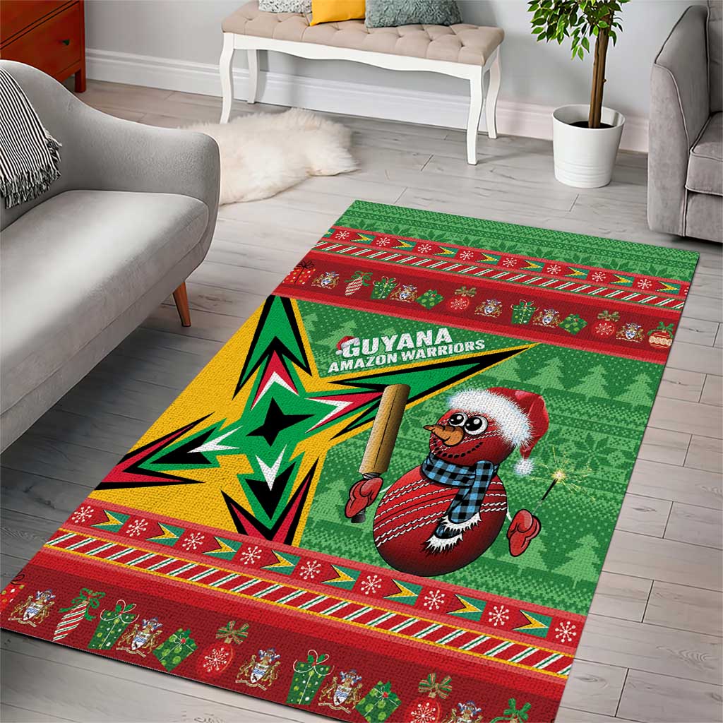 Guyana Cricket Christmas Area Rug Amazon Warriors Merry Xmas - Wonder Print Shop