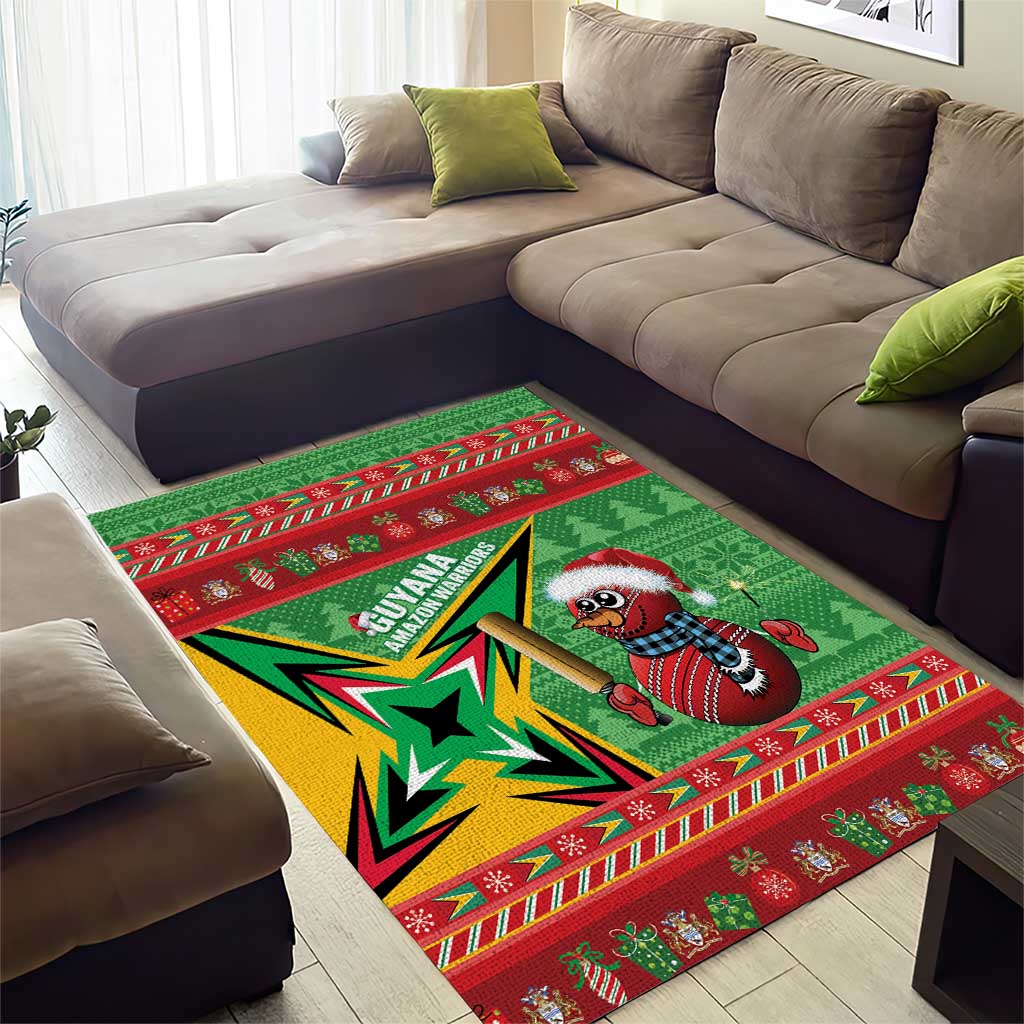 Guyana Cricket Christmas Area Rug Amazon Warriors Merry Xmas - Wonder Print Shop