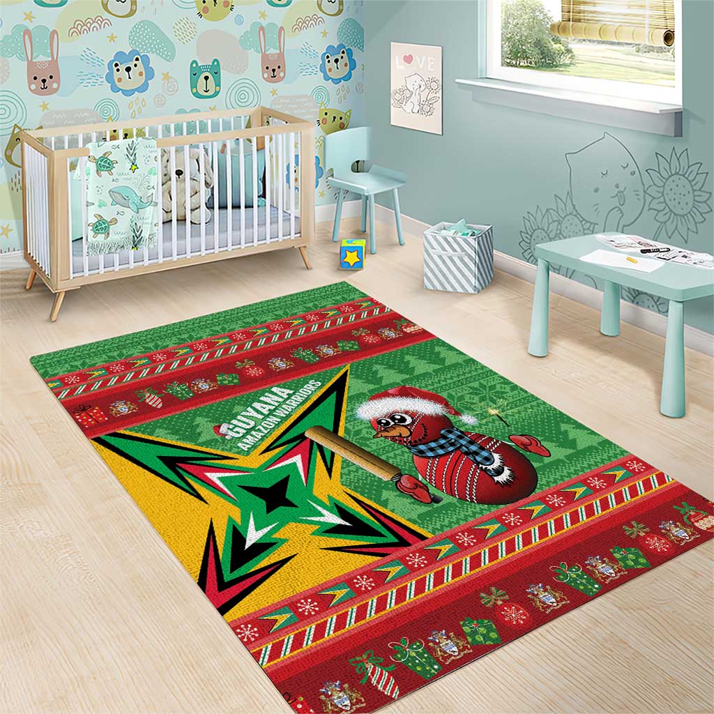 Guyana Cricket Christmas Area Rug Amazon Warriors Merry Xmas - Wonder Print Shop