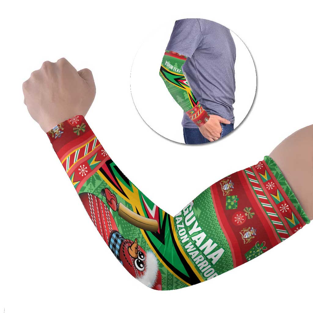 Personalized Guyana Cricket Christmas Arm Sleeves Amazon Warriors Merry Xmas - Wonder Print Shop