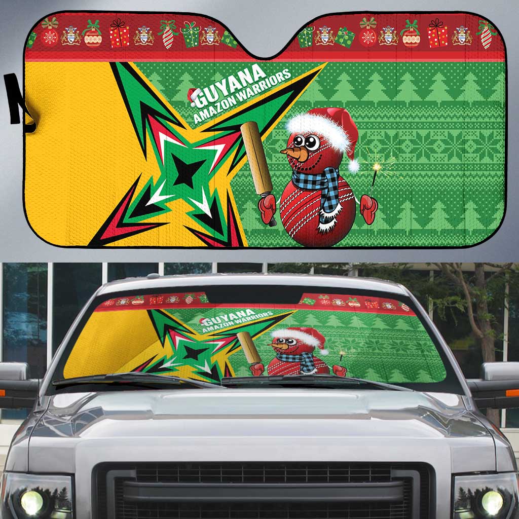 Guyana Cricket Christmas Auto Sun Shade Amazon Warriors Merry Xmas - Wonder Print Shop