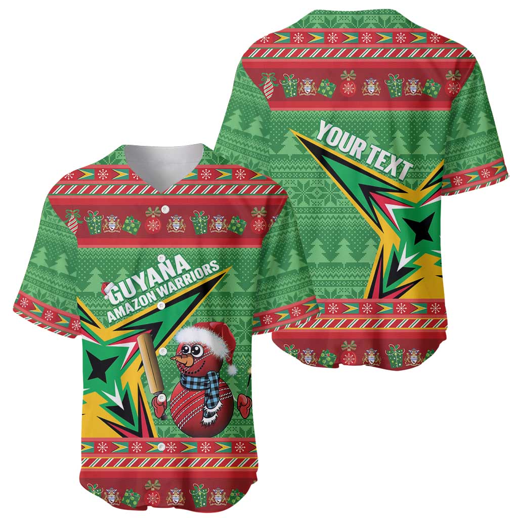 Personalized Guyana Cricket Christmas Baseball Jersey Amazon Warriors Merry Xmas - Wonder Print Shop