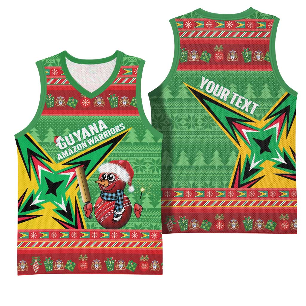 Personalized Guyana Cricket Christmas Basketball Jersey Amazon Warriors Merry Xmas - Wonder Print Shop