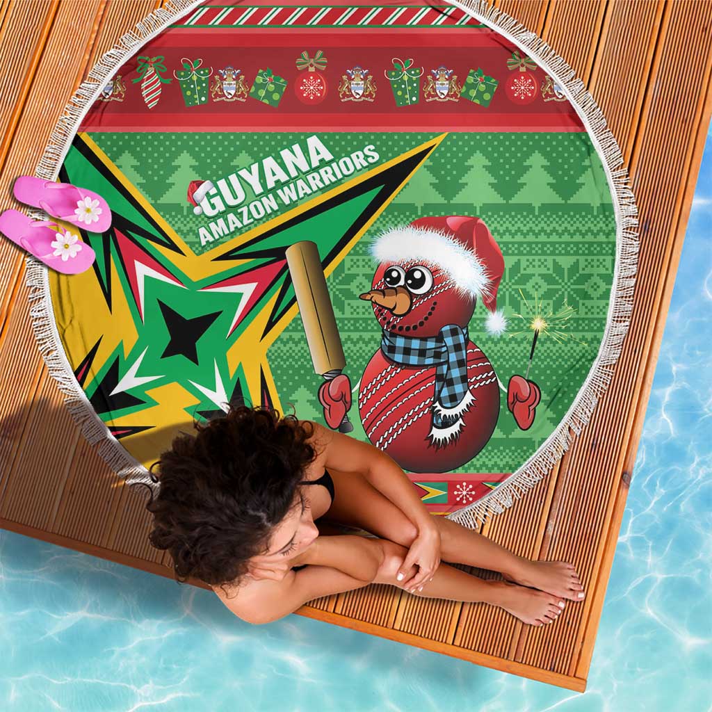 Guyana Cricket Christmas Beach Blanket Amazon Warriors Merry Xmas - Wonder Print Shop