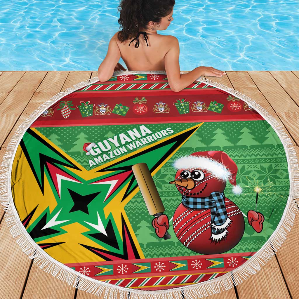 Guyana Cricket Christmas Beach Blanket Amazon Warriors Merry Xmas - Wonder Print Shop