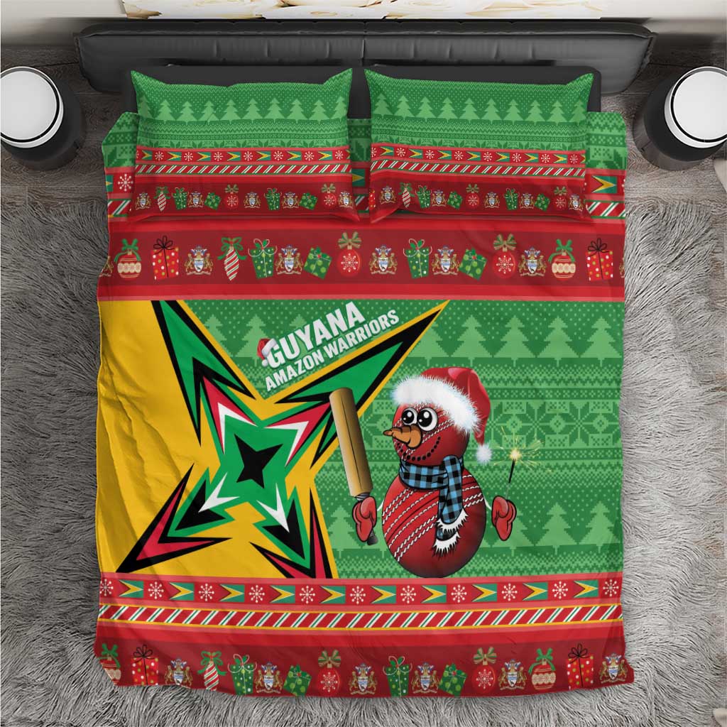 Guyana Cricket Christmas Bedding Set Amazon Warriors Merry Xmas - Wonder Print Shop