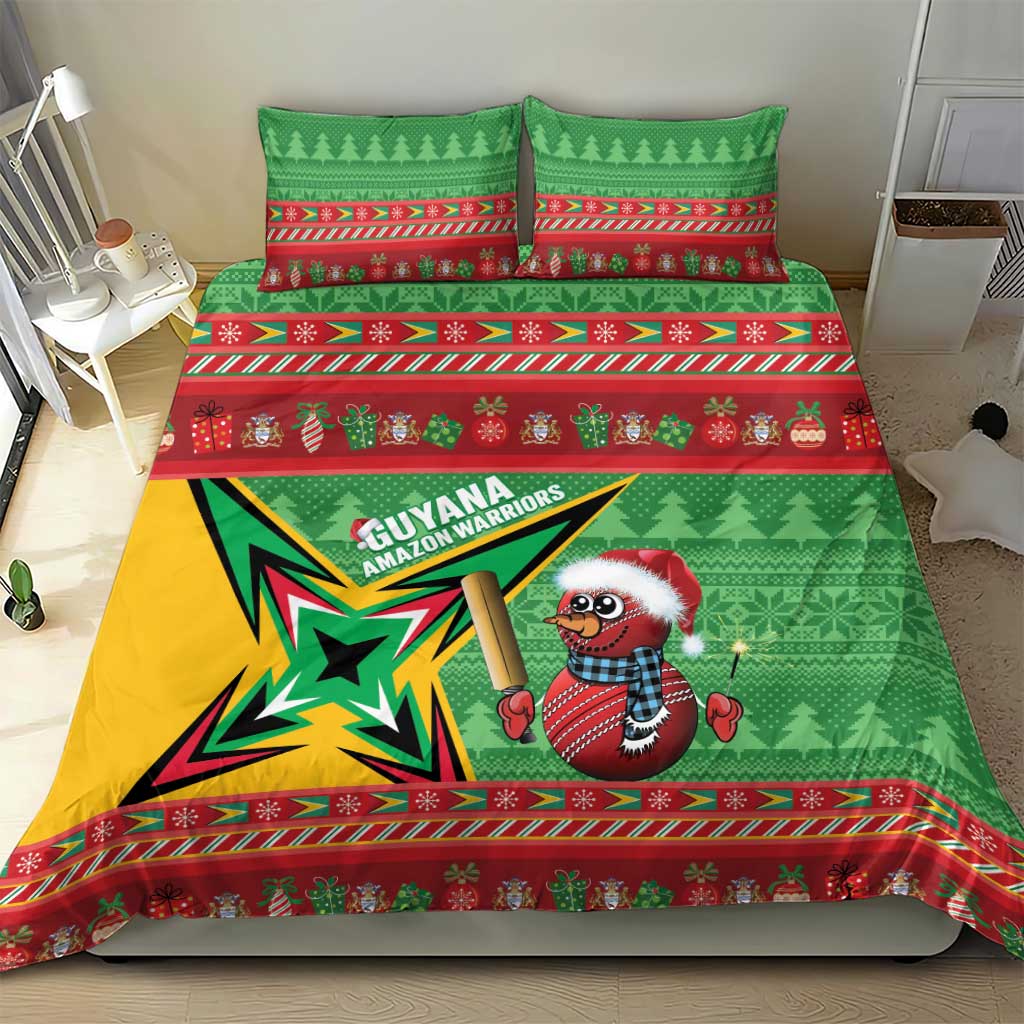 Guyana Cricket Christmas Bedding Set Amazon Warriors Merry Xmas - Wonder Print Shop