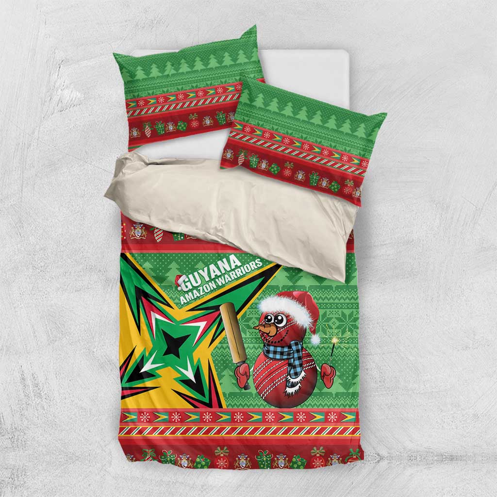Guyana Cricket Christmas Bedding Set Amazon Warriors Merry Xmas - Wonder Print Shop