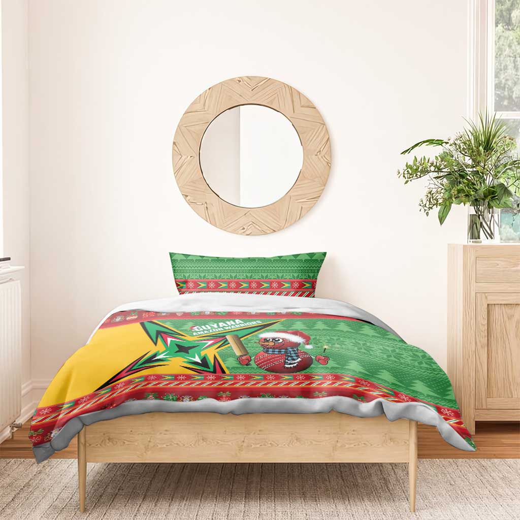 Guyana Cricket Christmas Bedding Set Amazon Warriors Merry Xmas - Wonder Print Shop