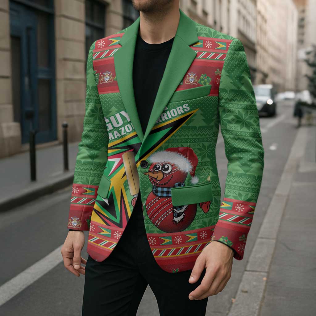 Personalized Guyana Cricket Christmas Blazer Amazon Warriors Merry Xmas - Wonder Print Shop
