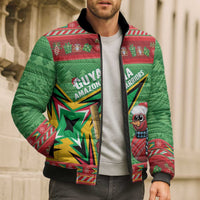 Personalized Guyana Cricket Christmas Bomber Puffer Jacket Amazon Warriors Merry Xmas - Wonder Print Shop
