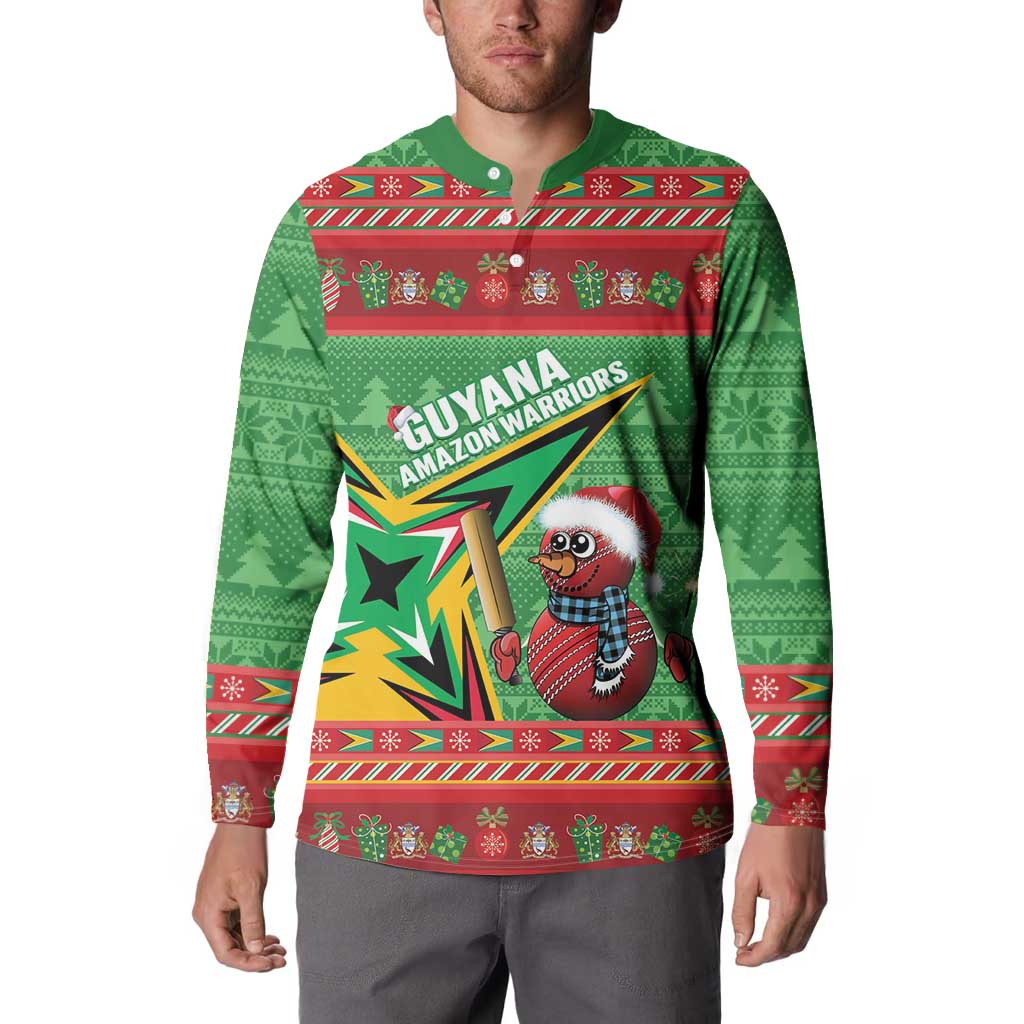 Personalized Guyana Cricket Christmas Button Sweatshirt Amazon Warriors Merry Xmas - Wonder Print Shop