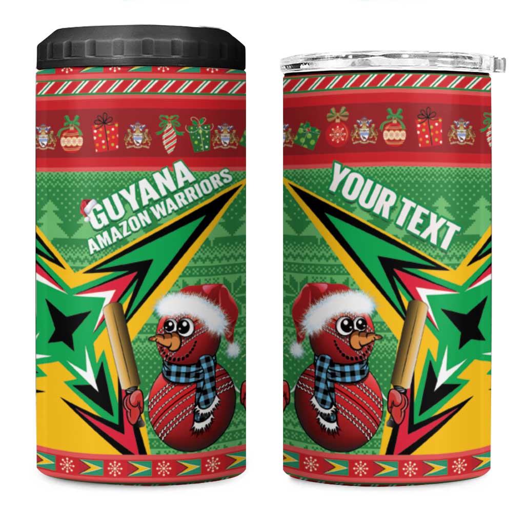 Personalized Guyana Cricket Christmas 4 in 1 Can Cooler Tumbler Amazon Warriors Merry Xmas - Wonder Print Shop