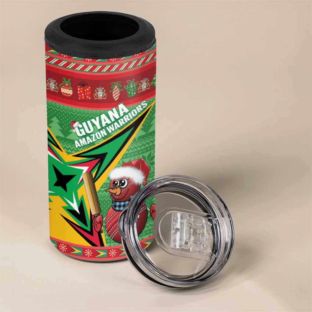Personalized Guyana Cricket Christmas 4 in 1 Can Cooler Tumbler Amazon Warriors Merry Xmas - Wonder Print Shop
