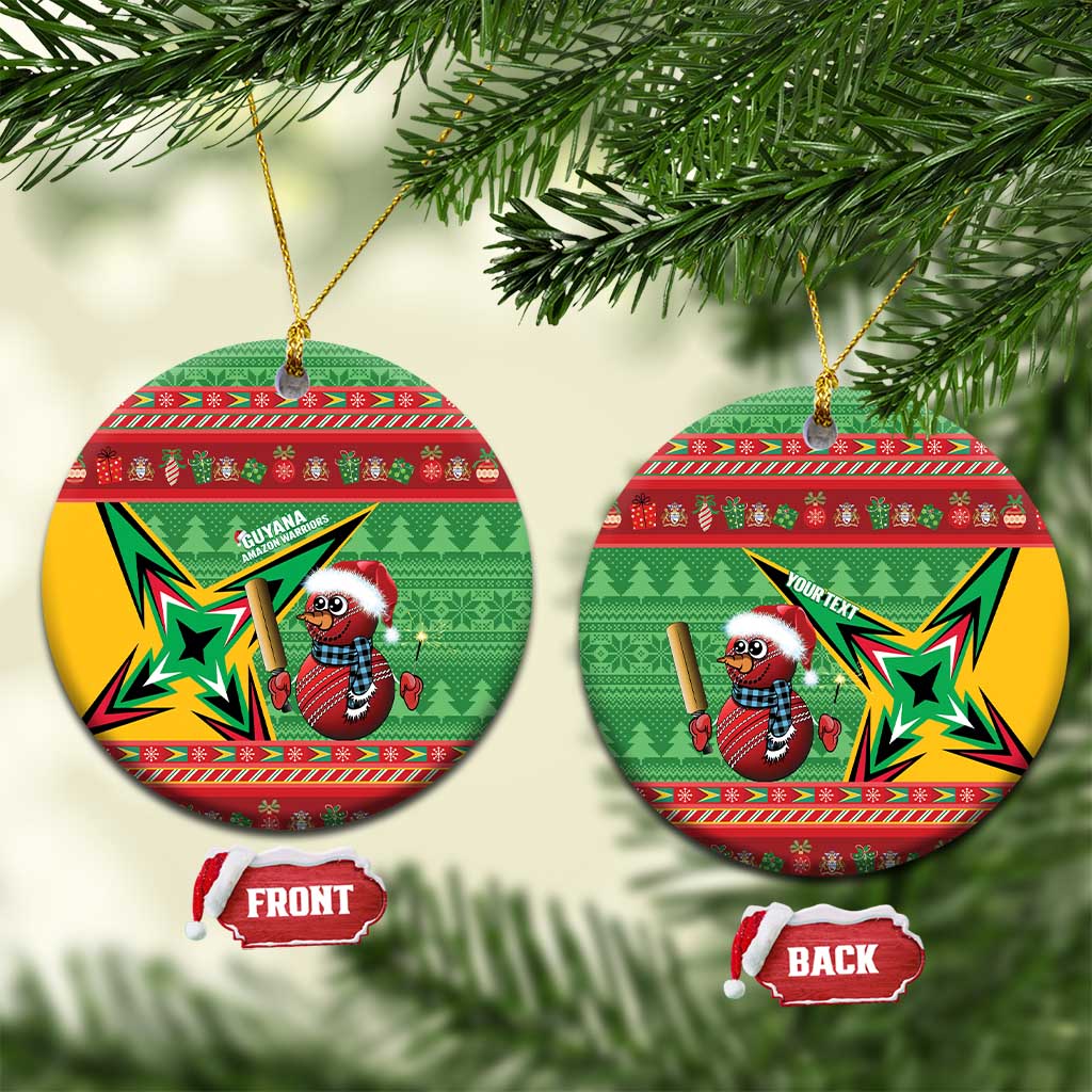Personalized Guyana Cricket Christmas Ceramic Ornament Amazon Warriors Merry Xmas - Wonder Print Shop