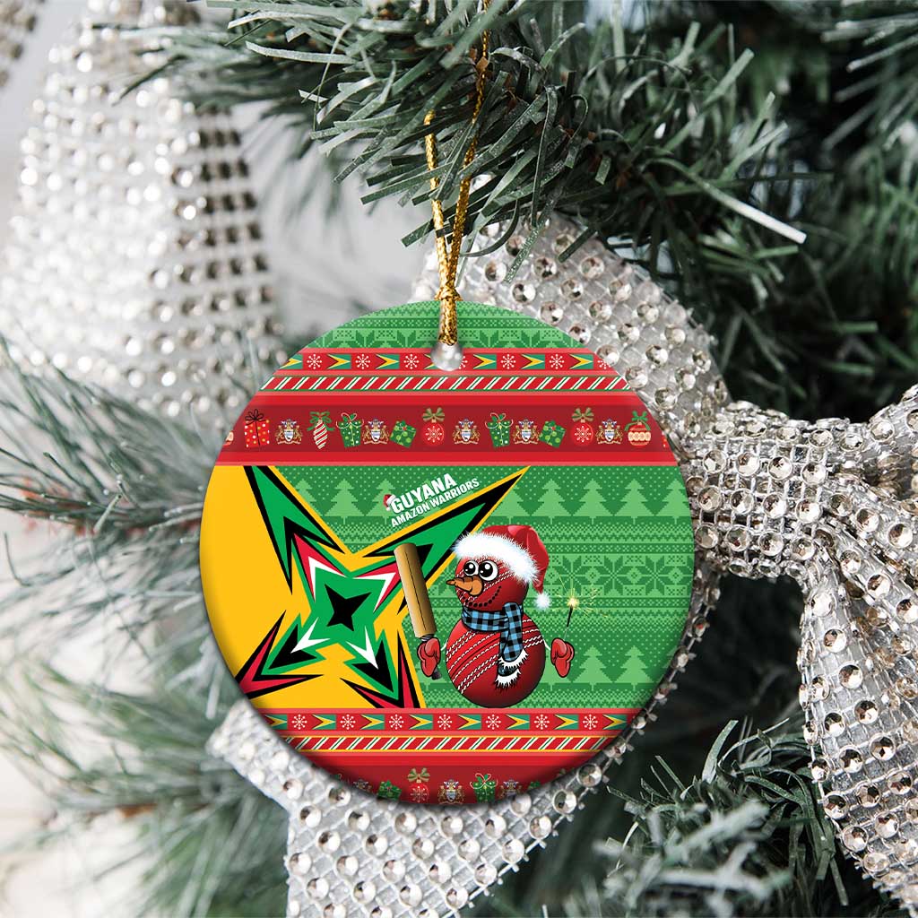 Personalized Guyana Cricket Christmas Ceramic Ornament Amazon Warriors Merry Xmas - Wonder Print Shop
