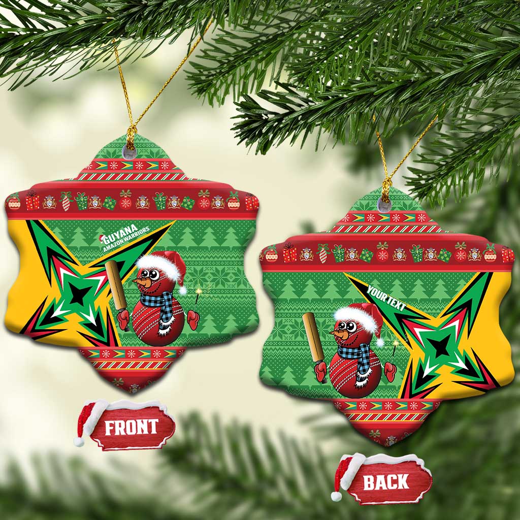 Personalized Guyana Cricket Christmas Ceramic Ornament Amazon Warriors Merry Xmas - Wonder Print Shop
