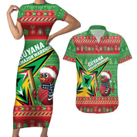 Personalized Guyana Cricket Christmas Couples Matching Short Sleeve Bodycon Dress and Hawaiian Shirt Amazon Warriors Merry Xmas - Wonder Print Shop