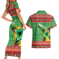 Personalized Guyana Cricket Christmas Couples Matching Short Sleeve Bodycon Dress and Hawaiian Shirt Amazon Warriors Merry Xmas - Wonder Print Shop