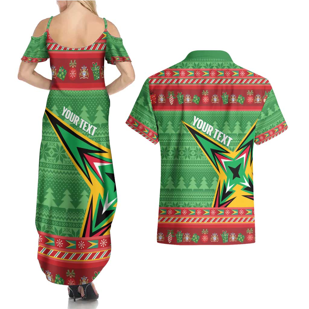 Personalized Guyana Cricket Christmas Couples Matching Summer Maxi Dress and Hawaiian Shirt Amazon Warriors Merry Xmas - Wonder Print Shop