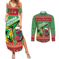 Personalized Guyana Cricket Christmas Couples Matching Summer Maxi Dress and Long Sleeve Button Shirt Amazon Warriors Merry Xmas - Wonder Print Shop