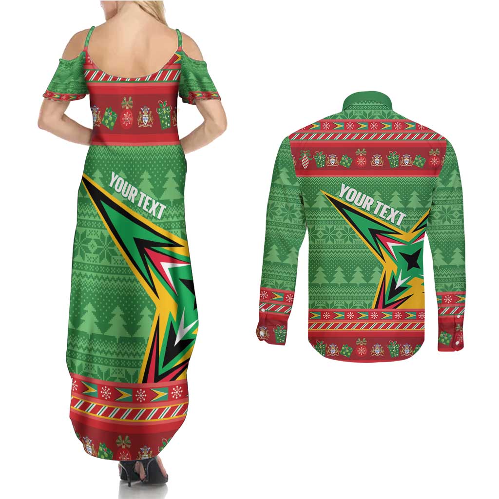 Personalized Guyana Cricket Christmas Couples Matching Summer Maxi Dress and Long Sleeve Button Shirt Amazon Warriors Merry Xmas - Wonder Print Shop