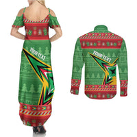 Personalized Guyana Cricket Christmas Couples Matching Summer Maxi Dress and Long Sleeve Button Shirt Amazon Warriors Merry Xmas - Wonder Print Shop