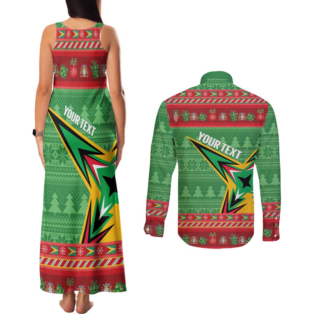 Personalized Guyana Cricket Christmas Couples Matching Tank Maxi Dress and Long Sleeve Button Shirt Amazon Warriors Merry Xmas - Wonder Print Shop