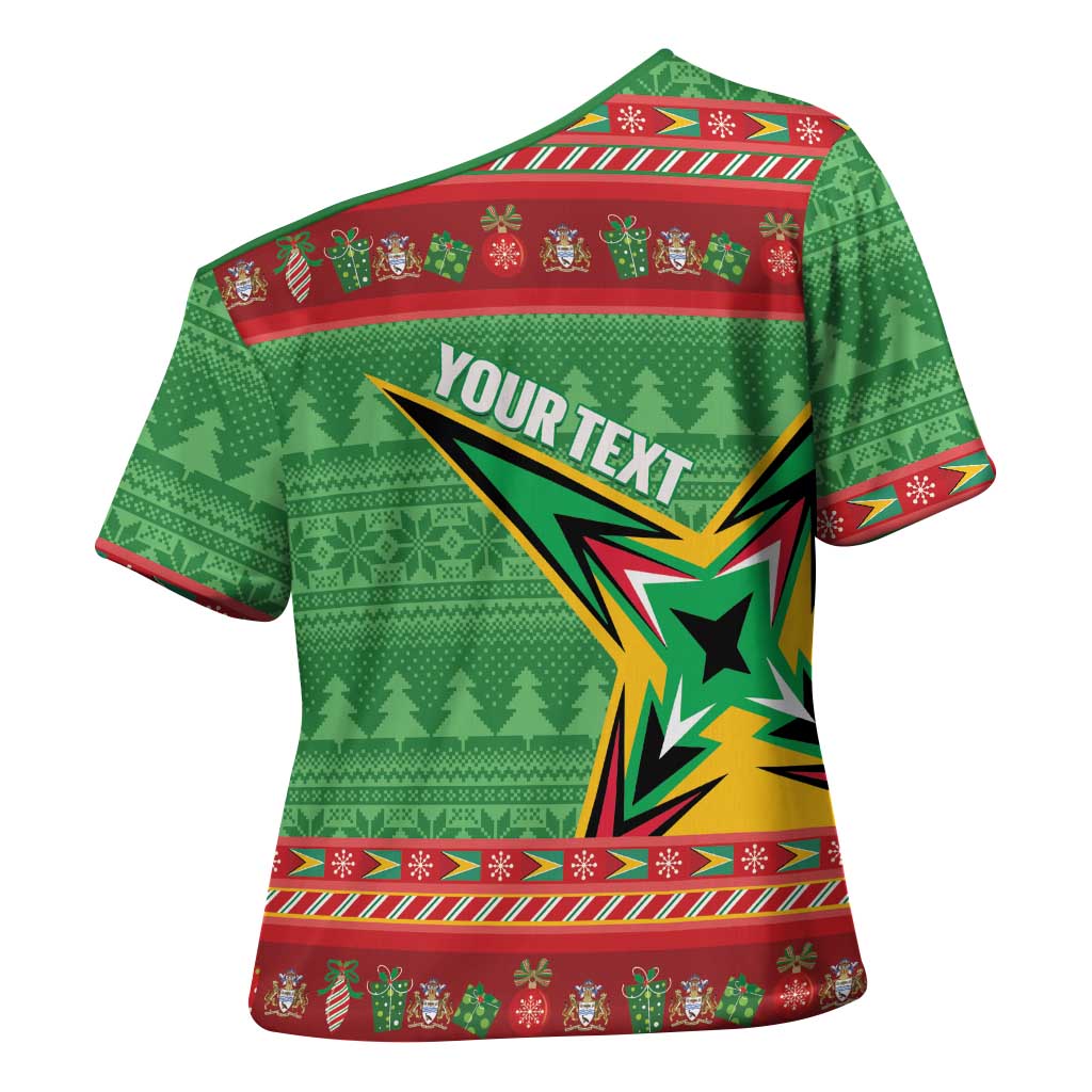 Personalized Guyana Cricket Christmas Cross Shoulder Shirt Amazon Warriors Merry Xmas - Wonder Print Shop