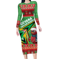 Personalized Guyana Cricket Christmas Family Matching Long Sleeve Bodycon Dress and Hawaiian Shirt Amazon Warriors Merry Xmas - Wonder Print Shop