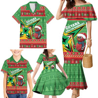 Personalized Guyana Cricket Christmas Family Matching Mermaid Dress and Hawaiian Shirt Amazon Warriors Merry Xmas - Wonder Print Shop