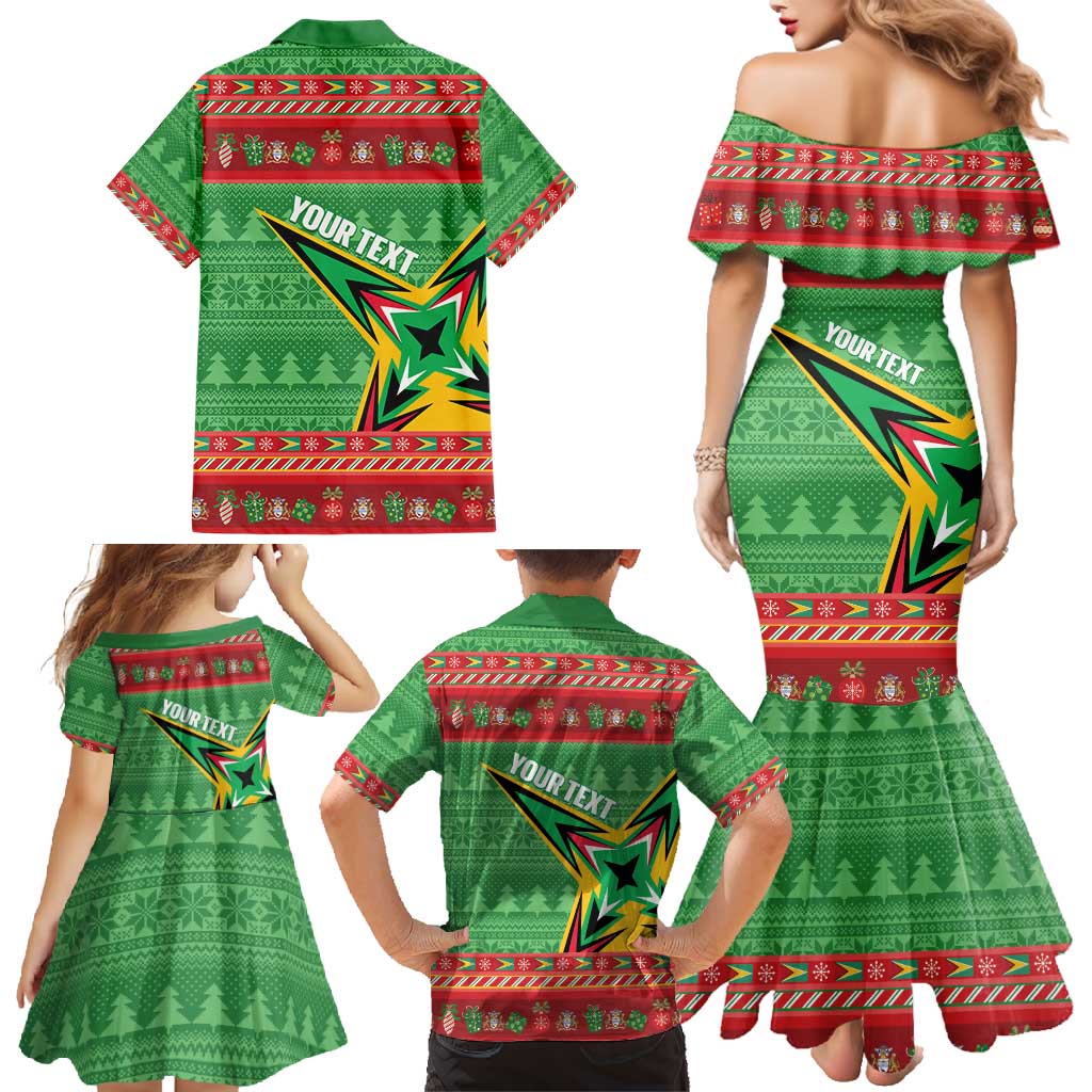 Personalized Guyana Cricket Christmas Family Matching Mermaid Dress and Hawaiian Shirt Amazon Warriors Merry Xmas - Wonder Print Shop