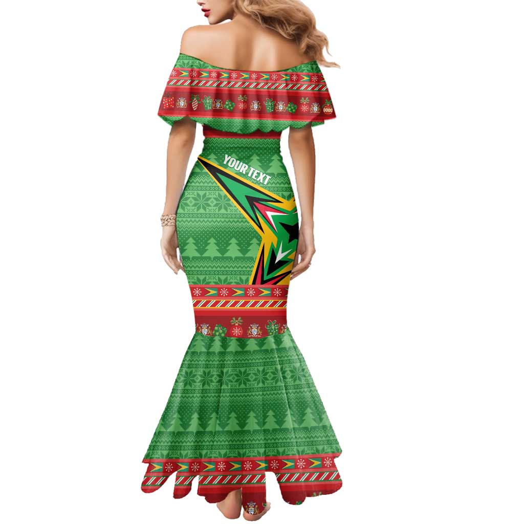 Personalized Guyana Cricket Christmas Family Matching Mermaid Dress and Hawaiian Shirt Amazon Warriors Merry Xmas - Wonder Print Shop