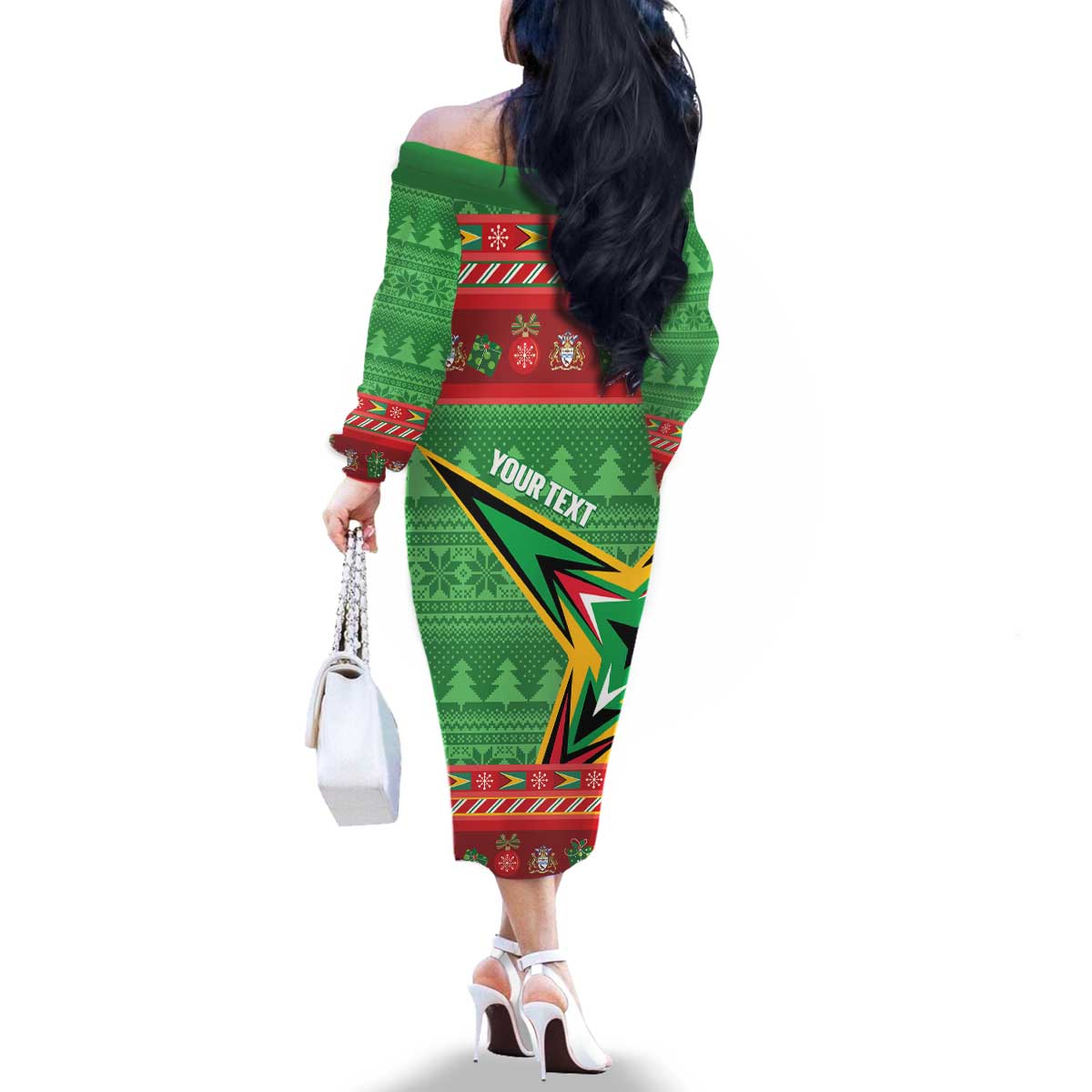 Personalized Guyana Cricket Christmas Family Matching Off The Shoulder Long Sleeve Dress and Hawaiian Shirt Amazon Warriors Merry Xmas - Wonder Print Shop