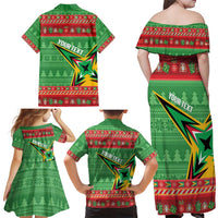 Personalized Guyana Cricket Christmas Family Matching Off Shoulder Maxi Dress and Hawaiian Shirt Amazon Warriors Merry Xmas - Wonder Print Shop