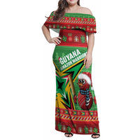 Personalized Guyana Cricket Christmas Family Matching Off Shoulder Maxi Dress and Hawaiian Shirt Amazon Warriors Merry Xmas - Wonder Print Shop